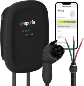 Emporia 48 Amp Level 2 EV Charger with 25ft Cable – WiFi Enabled & Energy Star Certified for Canadians