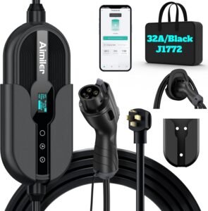 Portable 32A Level 2 EV Charger: WiFi-Enabled, 25ft…