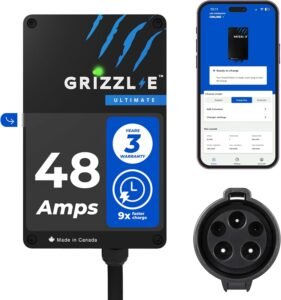 Grizzl-E 48A Fast EV Charger: UL Certified, Indoor/Outdoor, Hardwired, Classic Black for Canadians