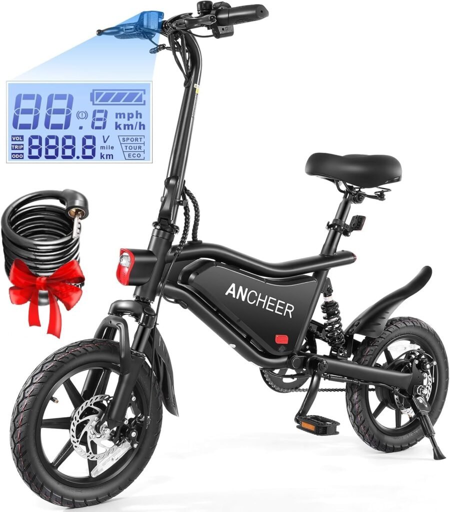 Affordable ANCHEER Folding Electric Bike for Adults: 20MPH, Long Range, Dual Suspension – Perfect for Canadians!