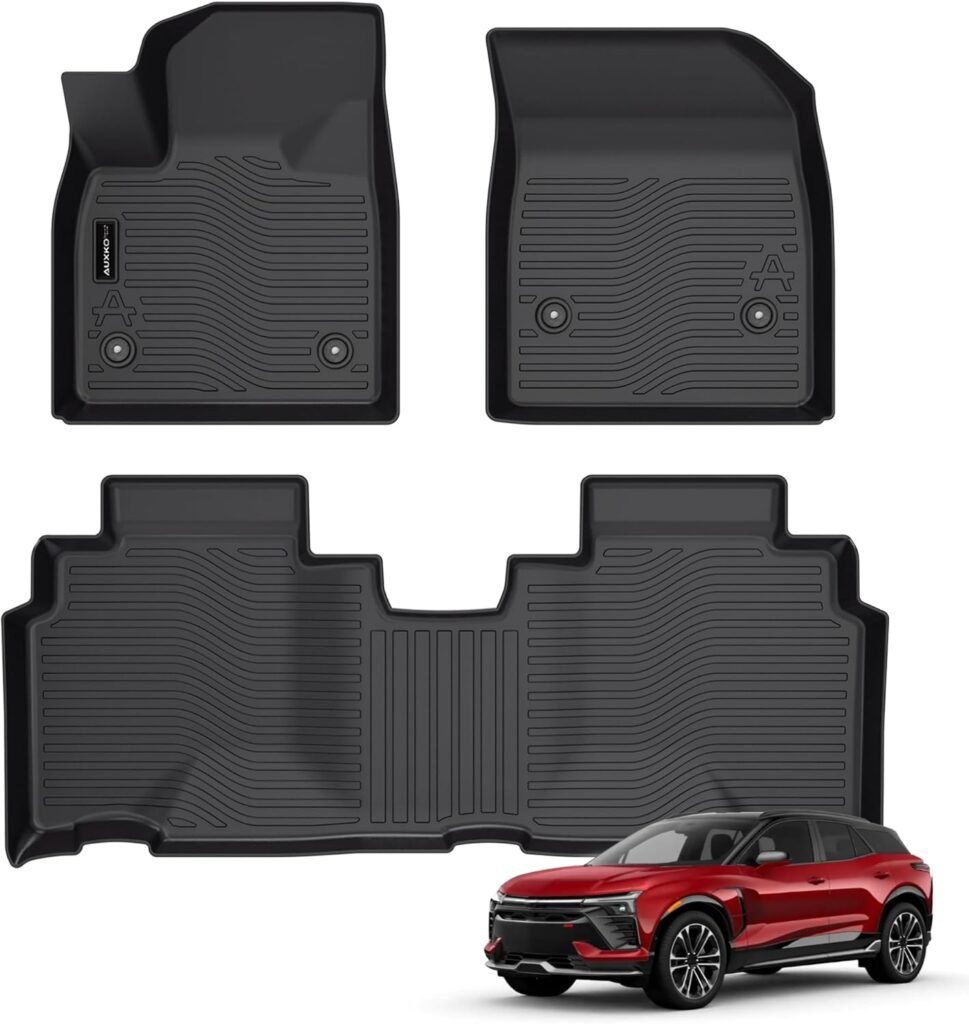 All-Weather Floor Mats for 2024 Chevy Blazer EV: Odorless, Anti-Slip TPE Rubber Liners for Canadians