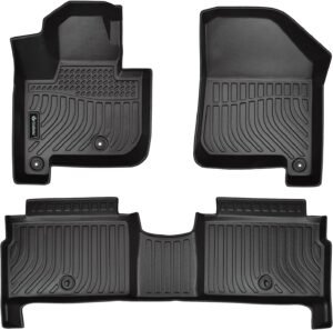 Findway Custom All-Weather Car Floor Mats for Kia Soul EV 2015-2019 – Durable TPE Rubber, Perfect Fit for 1st & 2nd Row – Black