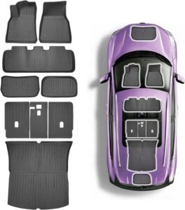Premium 3D All-Weather Floor Mats for 2021-2024 Tesla Model Y – Custom Fit, Non-Slip, Full Set with Storage Box Mat for Canadians