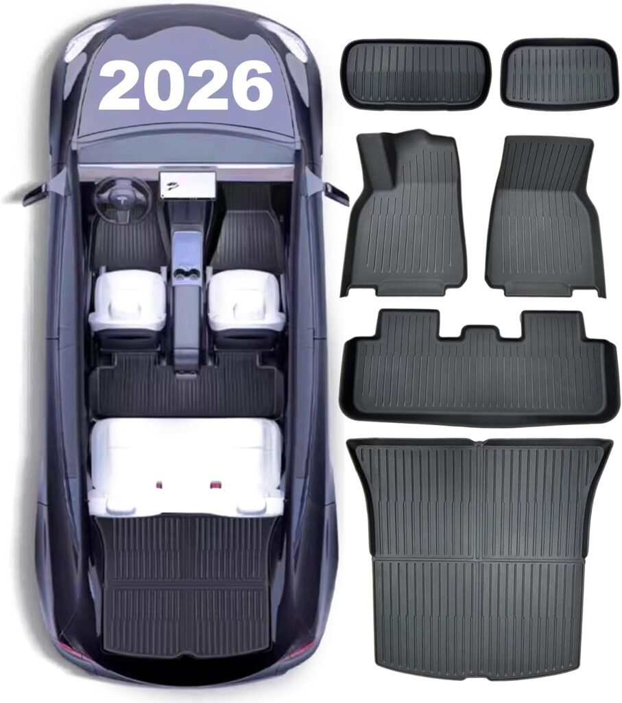 2025/2026 Tesla Model Y All-Weather Floor Mats & Cargo Liner Set – Complete 6-Piece Accessory Kit for Canadians