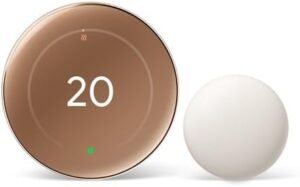 Save Energy with Google Nest 4th Gen Smart Thermostat & Sensor – Works with Alexa & Google Home – Polished Gold | Canada