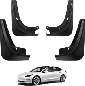 BASENOR No-Drill Mud Flaps for 2017-2023 Tesla Model 3: All-Weather Canadian Set
