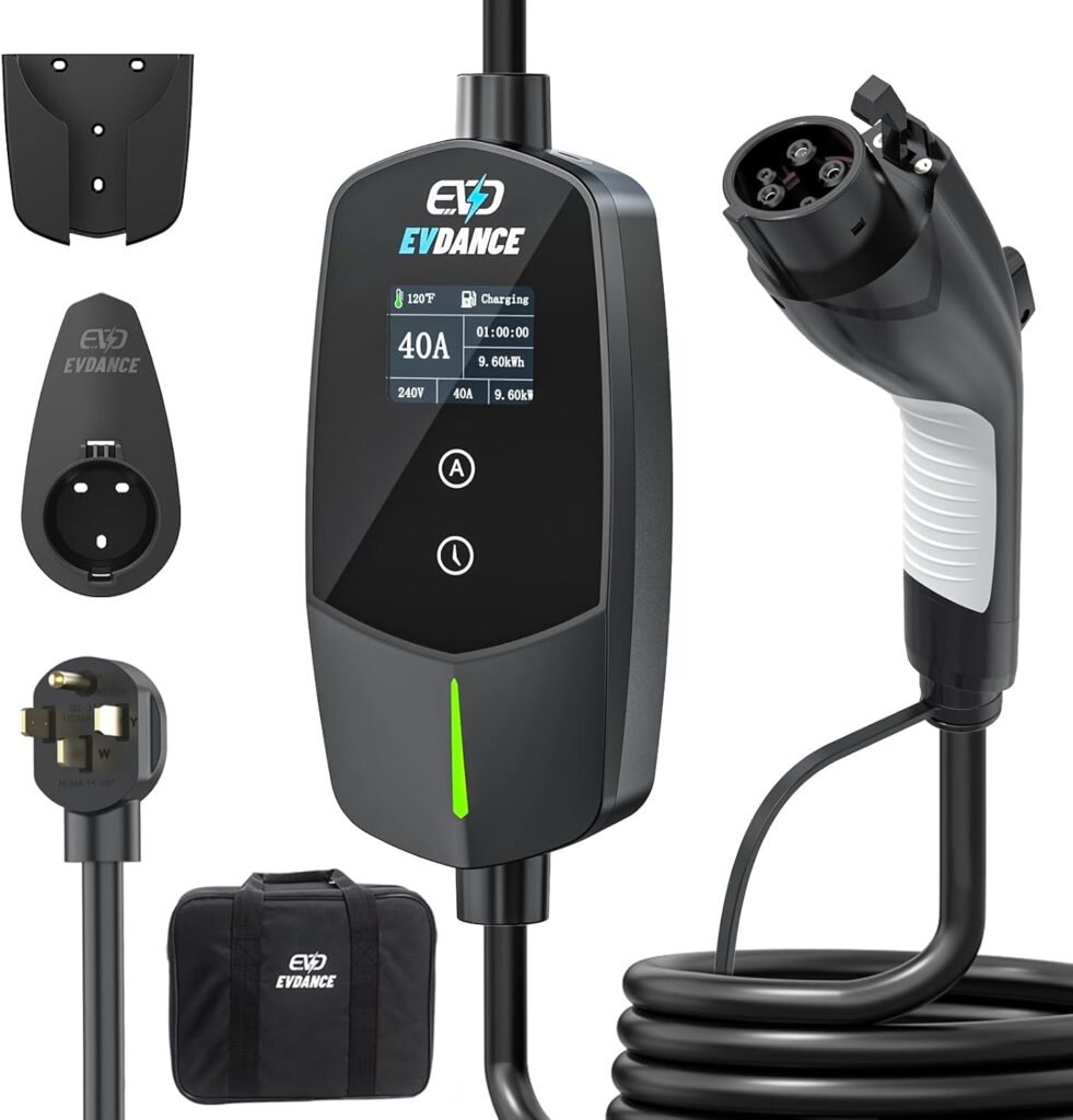 Portable Level 2 EV Charger 40Amp, 240V for Canadians: 25FT Cable, NEMA 14-50P Plug, Adjustable Timing for J1772 BEVs/PHEVs Portable Level 2 EV Charger 40Amp, 240V for Canadians: 25FT Cable, NEMA 14-50P Plug, Adjustable Timing for J1772 BEVs/PHEVs
