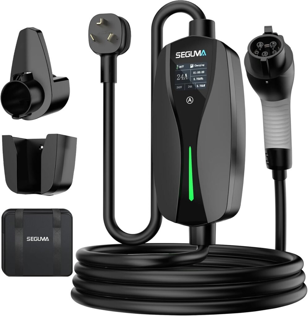 Portable Level 2 EV Charger for J1772 Vehicles: 24Amp, 25FT Cord, Fits NEMA 10-30 Dryer Outlets in Canada