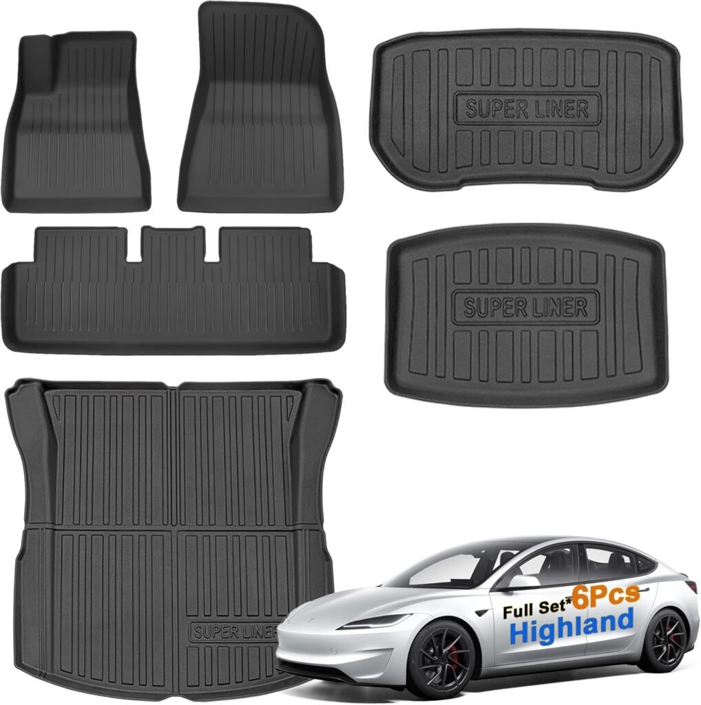 Custom Fit Tesla Model 3 All-Weather Floor Mats & Cargo Liner Set for 2021-2026: Pet & Child-Friendly
