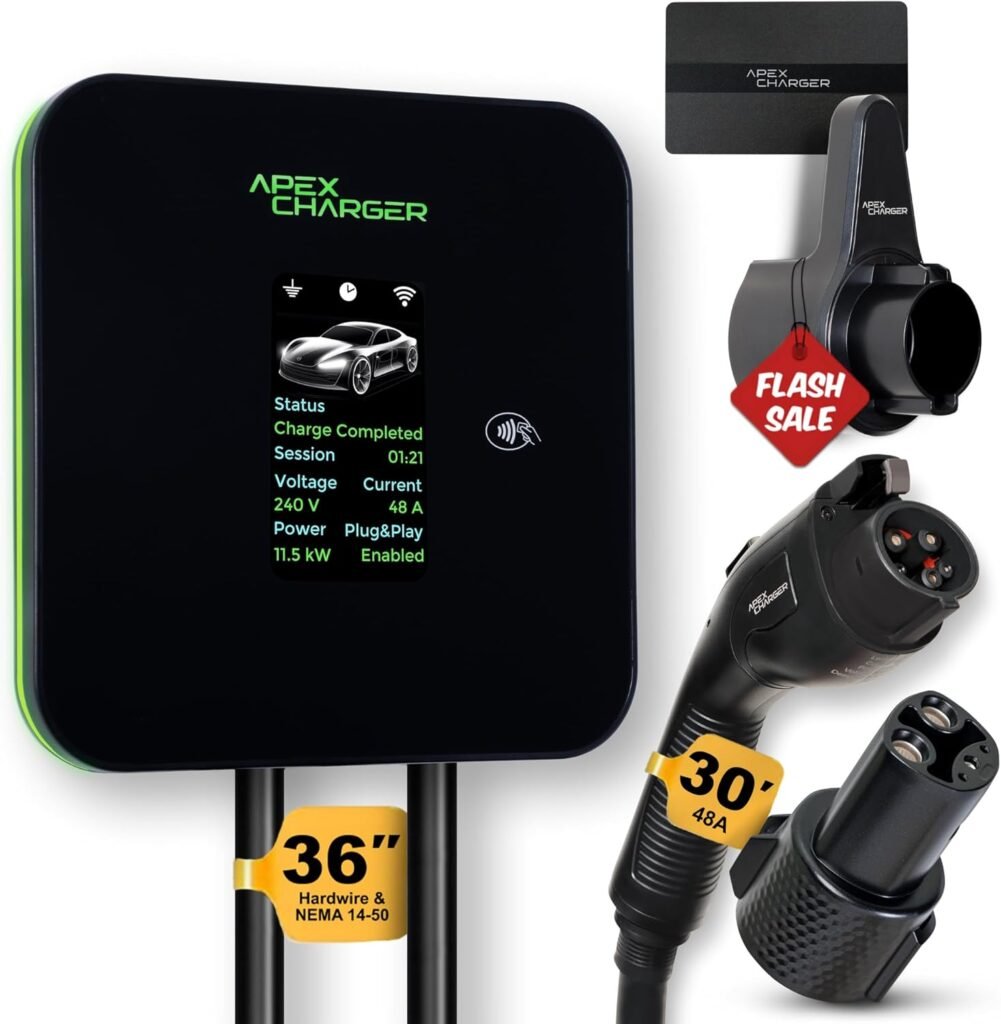 Mach 2: 48 Amp Level 2 EV Charger with 30ft Cable & Tesla Adapter for Canadian Homes