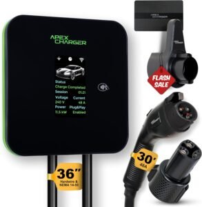 Mach 2: 48 Amp Level 2 EV Charger with 30ft Cable & Tesla Adapter for Canadian Homes Mach 2: 48 Amp Level 2 EV Charger with 30ft Cable & Tesla Adapter for Canadian Homes