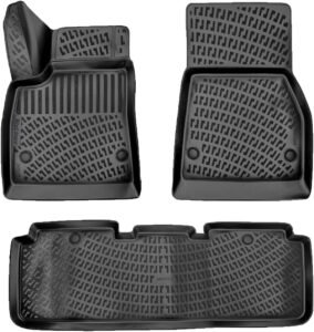 Custom 3D Floor Mats for Tesla Model S (2015-2019) – All-Weather, Non-Slip, Odorless TPE, Front & Rear (Black)