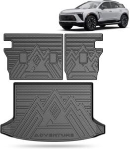 Waterproof FIILINES Trunk Mat for 2024-2026 Chevy Blazer EV – All-Weather, Odorless Cargo Liner with Backrest Mats in Black