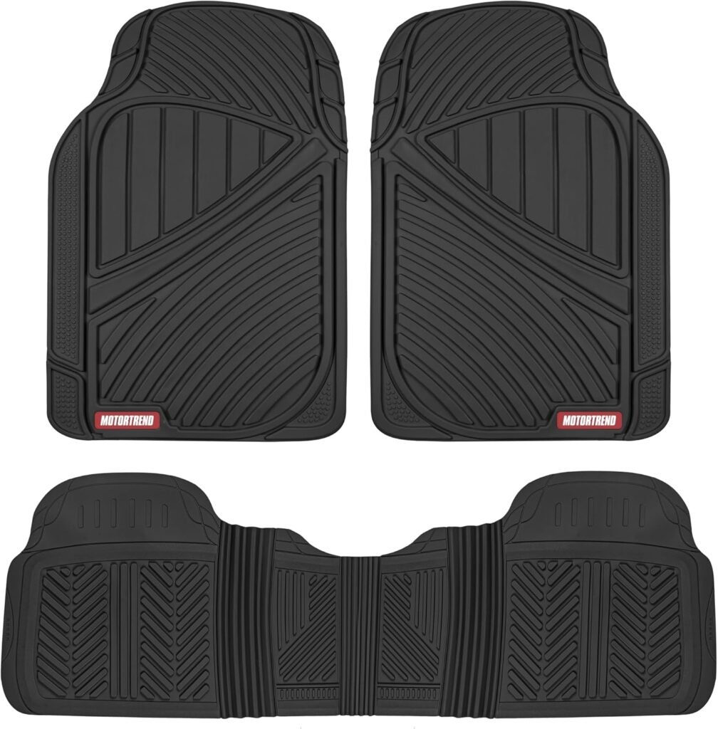 Durable All-Weather Rubber Car Floor Mats for Canadians: Motor Trend FlexTough 3-Piece Set