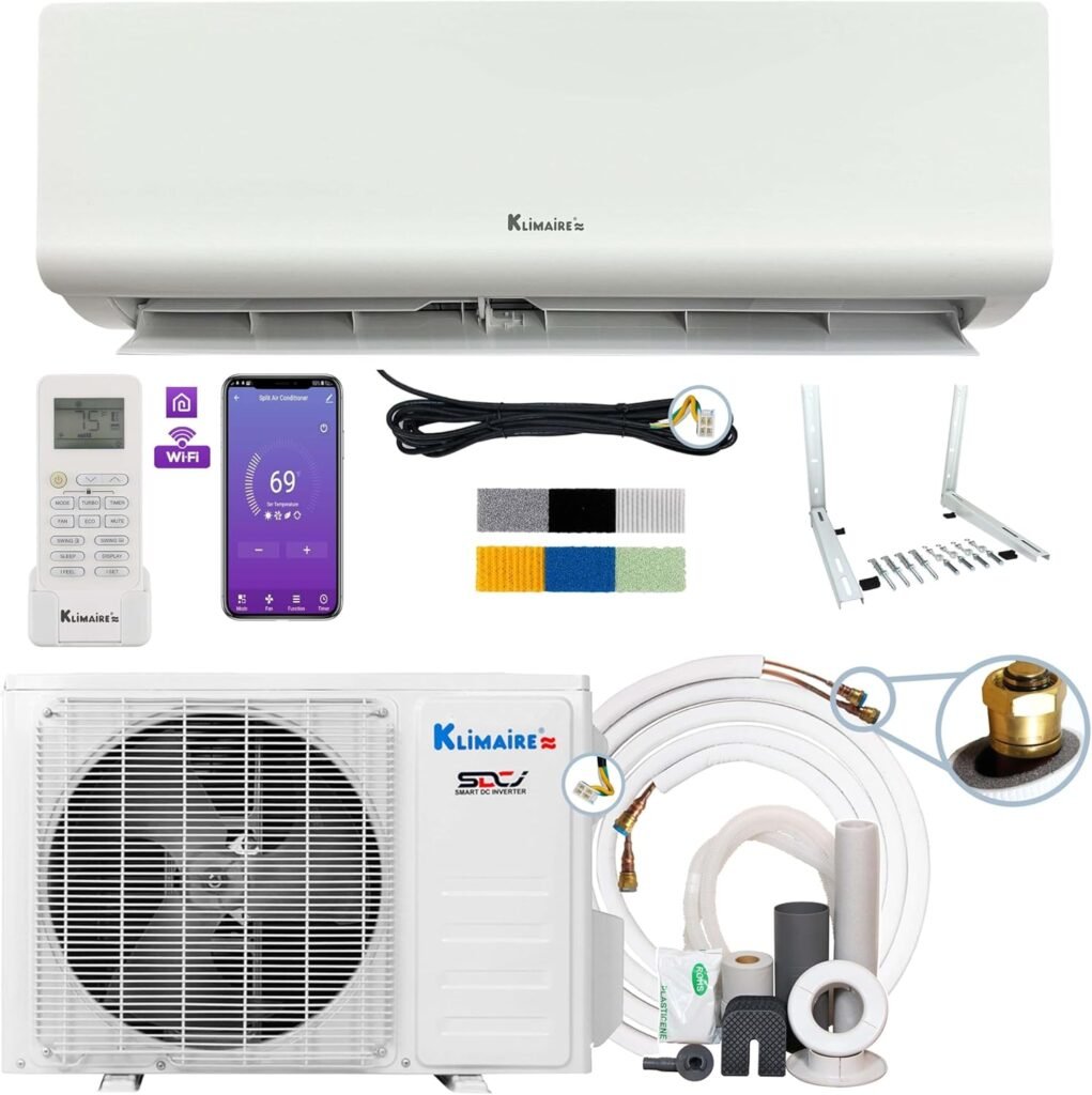 Klimaire 12,000 BTU 19 SEER2 DIY Mini Split Heat Pump AC with 25-ft Kit – 115V for Canadians
