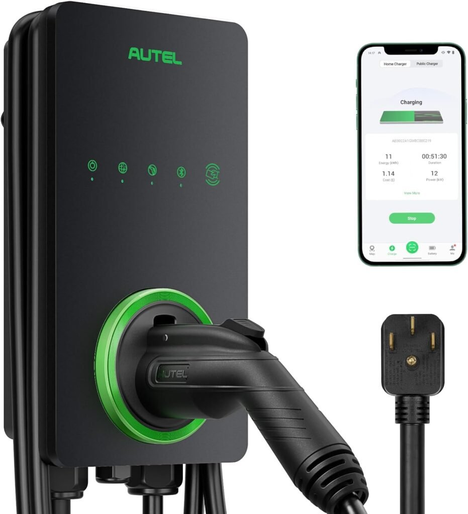 Autel 40 Amp Level 2 EV Charger with Wi-Fi & Bluetooth – 25-Foot Cable, NEMA 14-50 Plug for Canadians