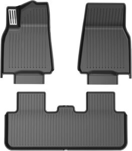 Heavy Duty All-Weather Floor Mats for Tesla Model 3 – Black Rubber, Eco-Friendly, 3-Piece Set