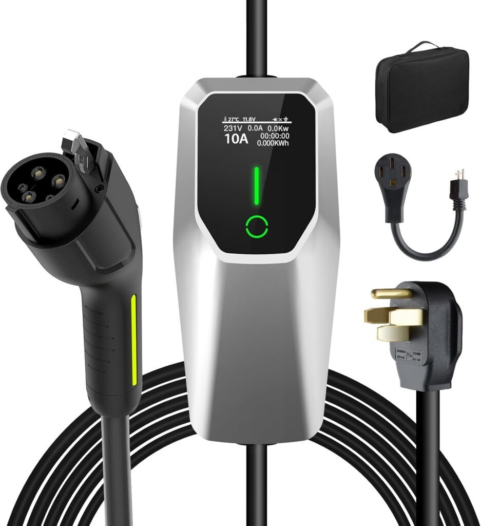 Top-Rated Portable EV Charger 240V 32A with 26ft Cable for Canadians – Level 1 & 2 Compatible