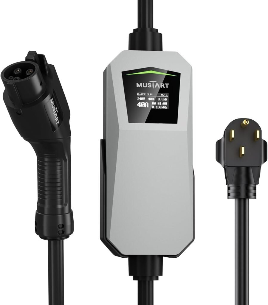 Top 40 Amp Level 2 EV Charger for Canadian Homes: 240V, NEMA 14-50 Plug, 21ft Cable, Outdoor Safe