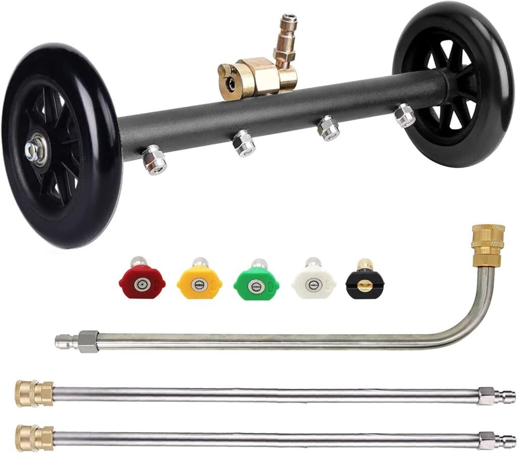 16-Inch Dual-Function Water Broom for Pressure Washers: Undercarriage Car Cleaner with 5 Nozzles & 3 Extension Wands – 4000 PSI Canada