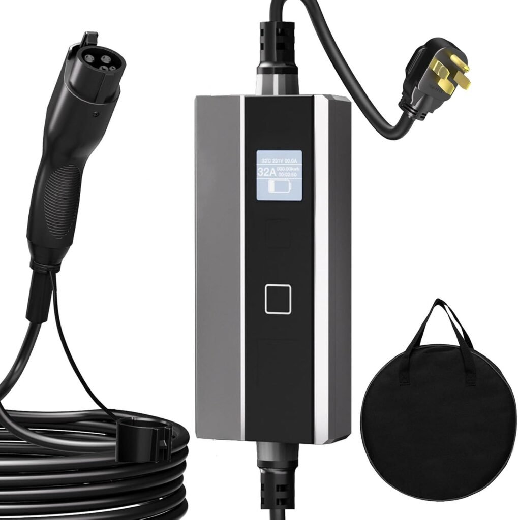Portable Level 2 EV Charger for Canadians: 16-40A, 110-240V with 25FT Cable & NEMA 14-50 Plug