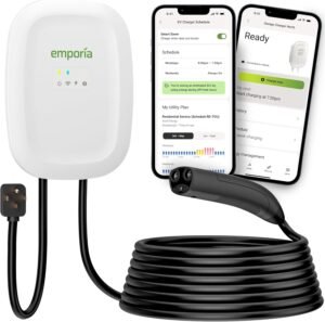 Emporia Level 2 EV Charger for Tesla – 48 Amp, NEMA 14-50, 240V, UL/Energy Star, 25ft Cable – Canada