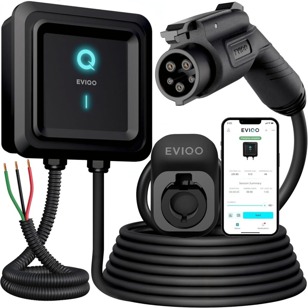 Upgrade Your Home with EVIQO 48 Amp Level 2 EV Charger – 240V, 11.5kW, 25′ Cord for Canadian Electric Vehicles