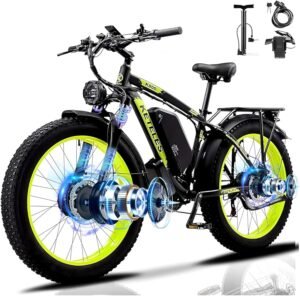 UL-Certified KETELES 4000W Dual Motor Electric Fat Tire Mountain Bike – 21 Speed, 48V Battery, Blue – Perfect for Canadians!