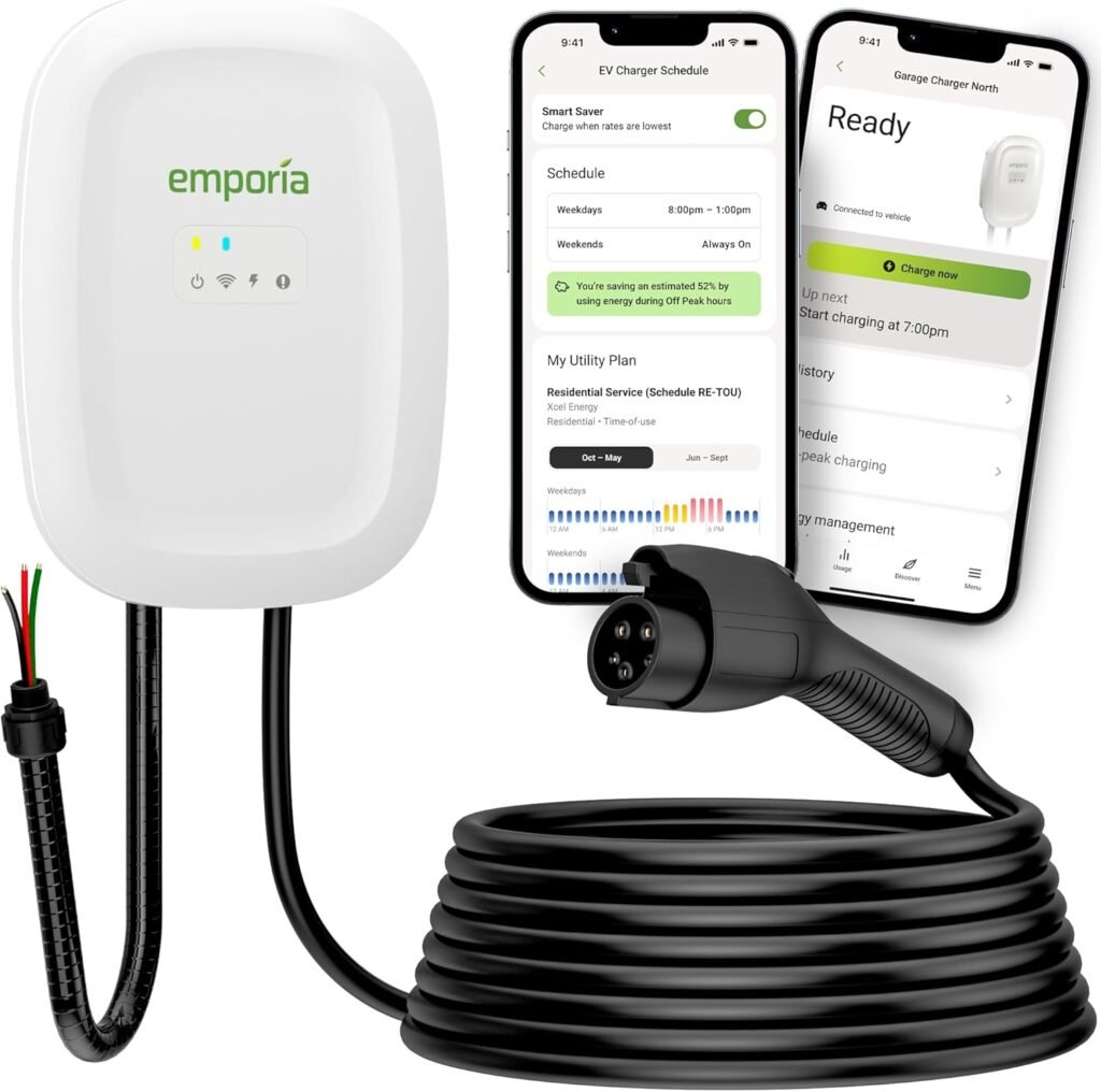 EMPORIA 48 Amp Level 2 EV Charger with 25ft Cable & WiFi – Perfect for Canadian Homes