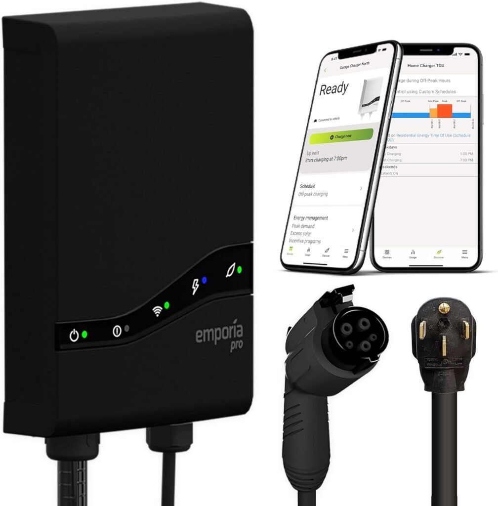 Fast 48 Amp EMPORIA Pro Level 2 EV Charger for Canadians: Home Charging Station with 25′ Cable, NEMA 14-50 & J1772 Connector