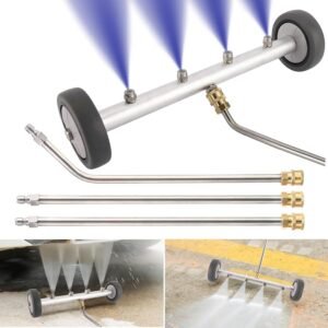 16-Inch Silver Water Broom for Pressure Washers: Dual-Function Car Undercarriage Cleaner with 4 Nozzles & 3 Extension Wands, 4000 PSI – Perfect for Canadians
