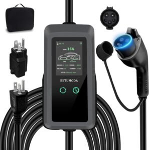 Portable Level 1&2 EV Charger: 16Amp, 24FT Cable, Home/Travel Use, Compatible with J1772 & Tesla (Adapter Needed) – Ideal for Canadians