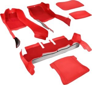 FREESOO Red Waterproof Leather Floor Mats & Cargo Liners for Tesla Model 3 (2017-2023) – 9-Piece All-Weather Set for Canadians