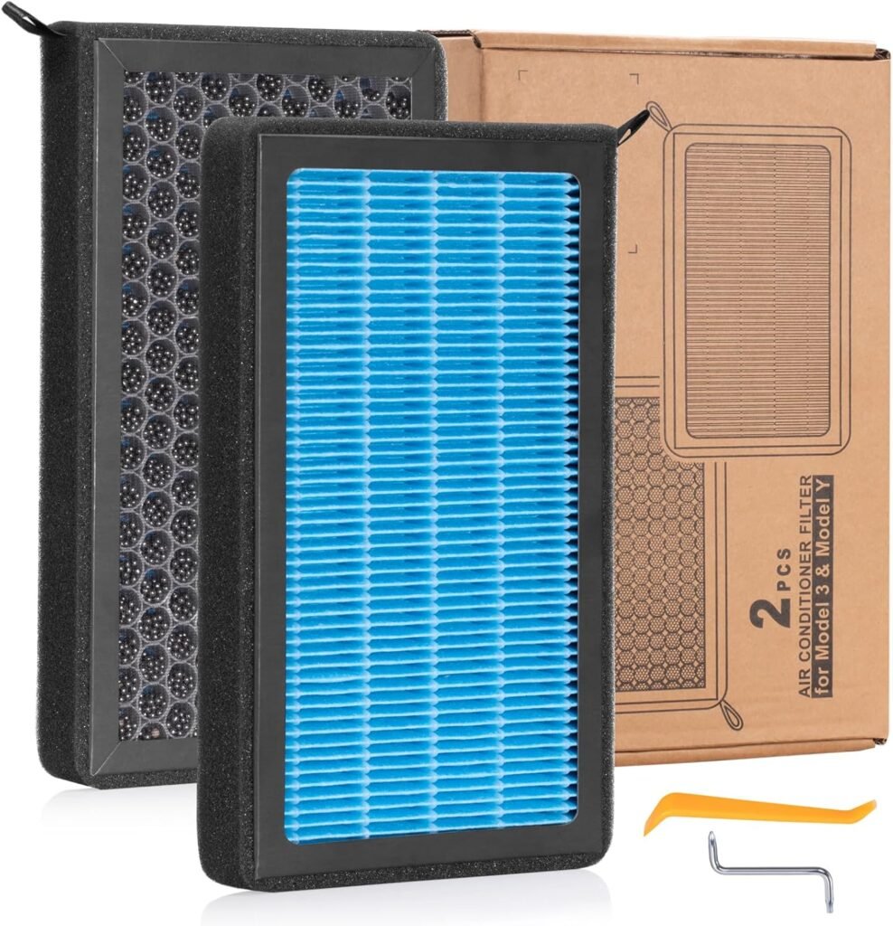 Spurtar HEPA Cabin Air Filters for Tesla Model 3 & Y (2016-2025) – 2 Pack with Activated Carbon