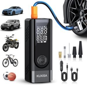 Fast & Powerful KUXISA Tire Inflator: 180PSI Air Compressor with Digital Gauge for Cars & Bikes Fast & Powerful KUXISA Tire Inflator: 180PSI Air Compressor with Digital Gauge for Cars & Bikes