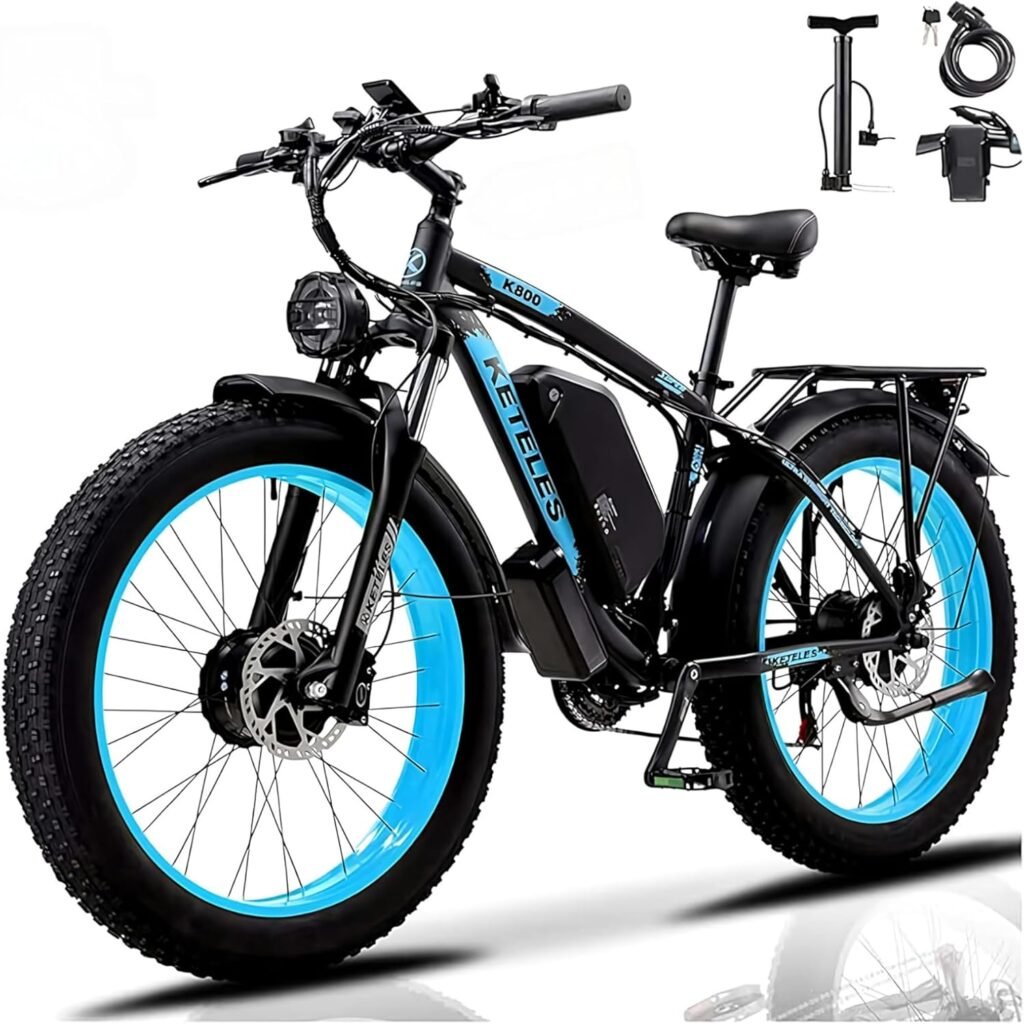 Powerful AWD 4000W Electric Fat Tire Bike for Adults – 26 All-Terrain, Long